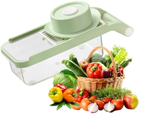 6 in 1 Vegetable Chopper, Multifunction Vegetable Cutter, Onion Chopper Mandoline Vegetable Slice and Dice Cutter, Coleslaw Shredder Salad Veg Food Grater Slicer Dicer for Potato Onion Tomato Fruit