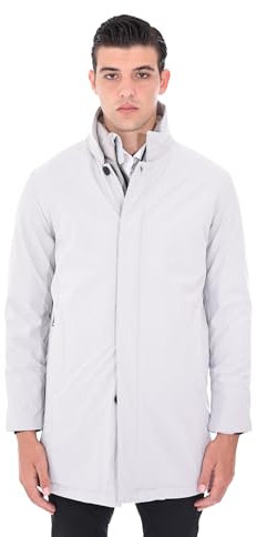 Ciabalù Giaccone Invernale Uomo Elegante Slim Fit Cappotto in Tessuto Tecnico Impermeabile (4XL, Ghiaccio)