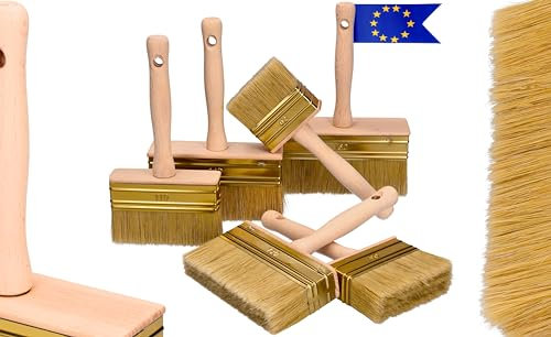 ToolSpace Quast Set 70/90/110/130/140/150 mm 6 Flächenstreicher Deckenbürste Kleisterbürste Fassadenpinsel Holzgriff Lasur- Kleisterpinsel Tapetenkleister Tapezierbürste zum Grundieren Tiefengrund