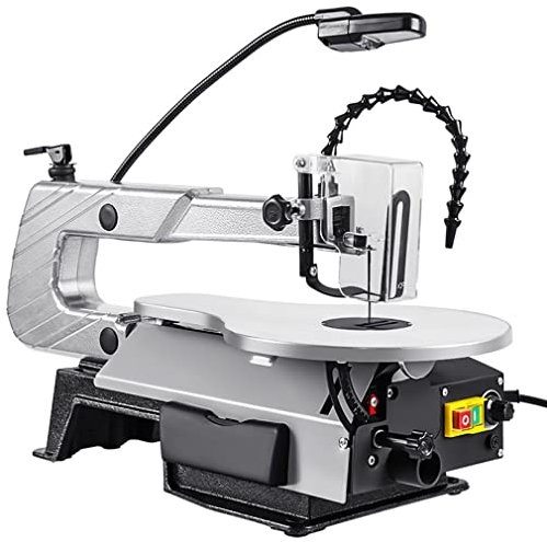 Sierra de calar de Escritorio de 16 Pulgadas Sierra de calar de Velocidad Variable bidireccional con luz de Trabajo para carpintería, Velocidad 400-1600 RPM, Sierra de Mesa Ajustable de 0-45 °, c