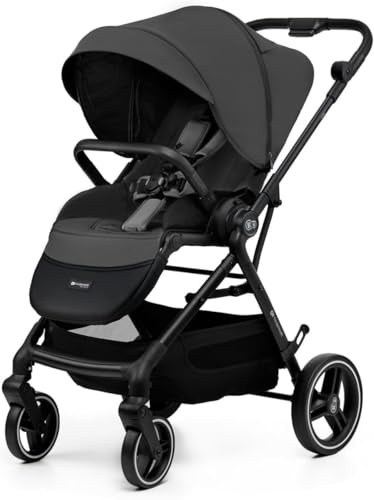 Kinderkraft YOXI 2-in-1 Kinderwagen, buggy von Geburt bis 22 kg, Einfach Zusammenklappe, großes Verdeck, Undurchdringlichen Rädern, Wasserdichten Verdeck, UPF50+, Korb bis zu 5 kg, Grau