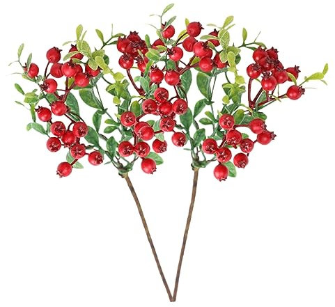 PRETYZOOM 2stücke Künstliche Weihnachtsstängel mit Roten Stechpalmenbeeren für Winterdeko Beerenstiel-Dekoration für Zuhause Hotel Club Beerenzweigstiele für DIY-bastelarbeiten