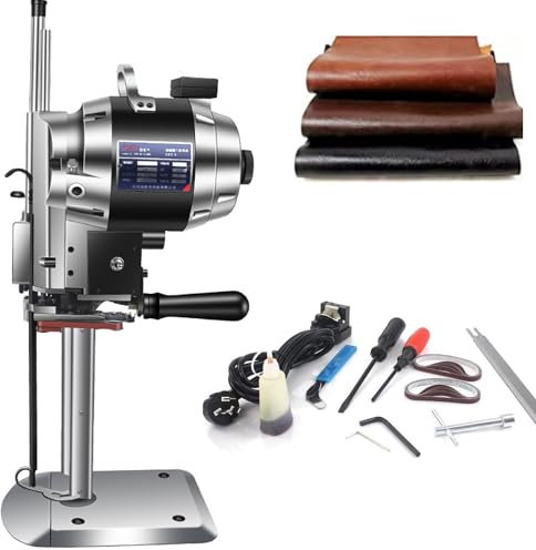 GEHPYYDS Máquina cortadora de Tela/Cuero eléctrica Vertical Industrial de 1100 W, Tijeras eléctricas de Cuchillo Recto Vertical de 6, 8, 10 con luz LED, Cuchilla de Afilado automático,6