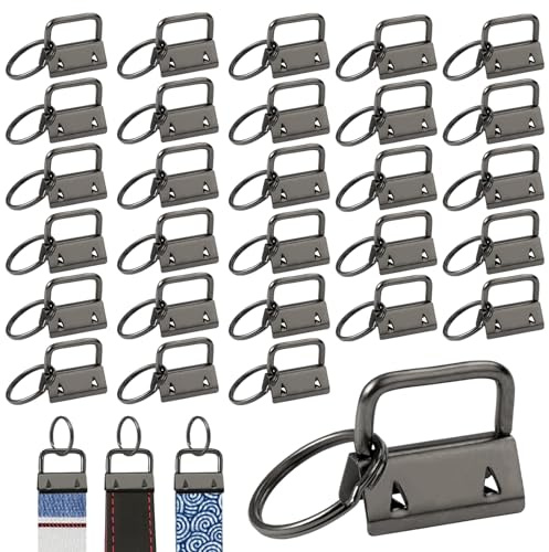 60 Clip Portachiavi Metallo Nero 25mm Con Chiusura A Morsetto Per DIY