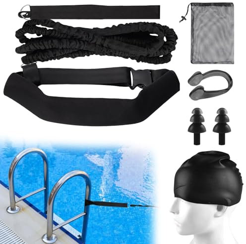 Schwimmgurt für Pool 3.6M Schwimmtrainer, Einstellbare Schwimmgürtel Geeignet für Jedes Pool Ohne Gegenstromanlage, Erhöht Kraft und Ausdauer für Kinder Erwachsene