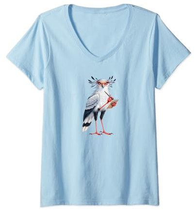 Damen Sekretär Vogel macht Notizen T-Shirt mit V-Ausschnitt