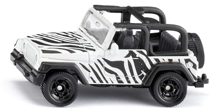 Siku 1546, Jeep Wrangler Safari, Metall/Kunststoff, Schwarz/Weiß, Spielzeugauto für Kinder, Anhängerkupplung