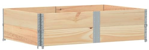 vidaXL Paletten Aufsatzrahmen 2 STK., Palettenrahmen Hochbeet, Holzrahmen Stapelbar Faltbar, Stapelrahmen Gartenbeet, Massivholz Kiefer