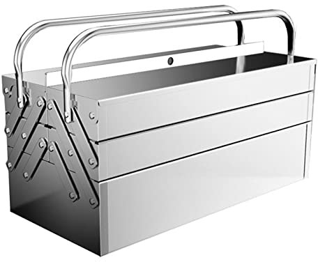 NEBE Tool box Tool chest Portable 3 Tier Tool Box, Stainless Steel Storage Tool Box Organizer with Metal Lock, Heavy Duty Steel Tool Box Toolbox Tool organizer(S)