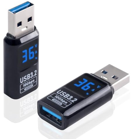 Maxhood 10Gbps USB Extension Adapter, USB 3.2 Type A Male to Female Adapter with Digital Display, OTG USB Extender Connector for Laptop,MacBook,PC, Flash Drives, 2pcs