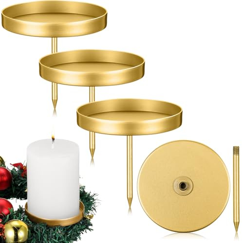 Nuenen 4 Kerzenständer Gold Kerzenhalter Gold Stabkerzenhalter Kerzentüllen Kerzenständer 8,5 cm Durchmesser Candle Holder für Geburtstagsdeko Jubiläum Hochzeit Heimdekoration