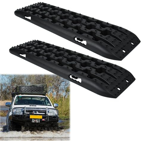 SAILUN Heavy Duty Traction Aid Recovery Boards, 2 x Sand Mats, 10T Load for Mud, Snow & Sand, Off-Road Vehicle Traction Mats with Storage Bag & Installation Tool for Cars, Trucks, Motorhomes