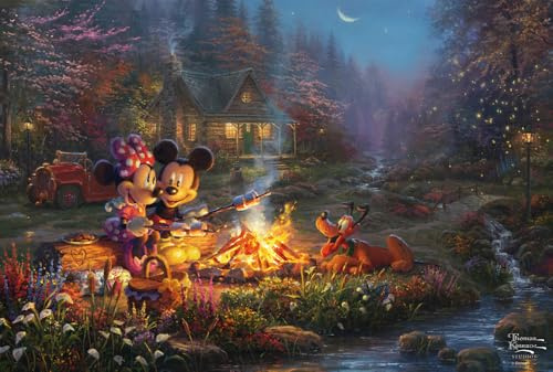Schmidt Spiele 56558 Thomas Kinkade, Disney, Mickey and Minnie, Sweetheart Campfire, 200 Teile Puzzle
