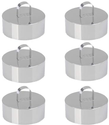 Vastsea 6 Piezas Anillo de Pastel de Acero Inoxidable, Anillos de Postre, Anillos Comestibles de Acero Inoxidable, para Galletas Tartas Tartaleta Crumpet (8×4cm)