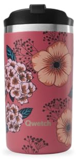 QWETCH - Travel Mug Thermobecher Edelstahl 350ml Anemonen - Isolierbecher für Kaffee & Tee - 6h heiß, 12h kalt - BPA-frei, auslaufsicher, wiederverwendbar - Travel Mug für unterwegs
