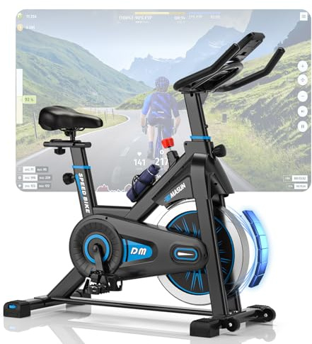DMASUN Cyclette da Casa con Resistenza Regolabile, cyclette professionale da Appartamento Silenziosa con Schermo LCD Migliorata, Sedile Comodo e Grande, App compatibile, Capacità Massima 180KG