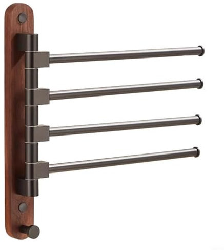 Sileduove Handtuchhalter zur Wandmontage, drehbarer Handtuchhalter, Handtuchaufhänger, Holz-Finish, Wandmontage, Handtuchstange für Badezimmer-Organisation (3)