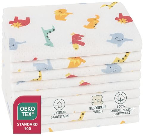 Clinotest Mullwindeln Spucktücher Baby Set - 20Stk. in 80x80cm - 95 Grad waschbare, kochfeste Mulltücher ohne Einlaufen - Baby Spucktücher aus 100% Baumwolle - auch als Schmusetuch oder Lätzchen