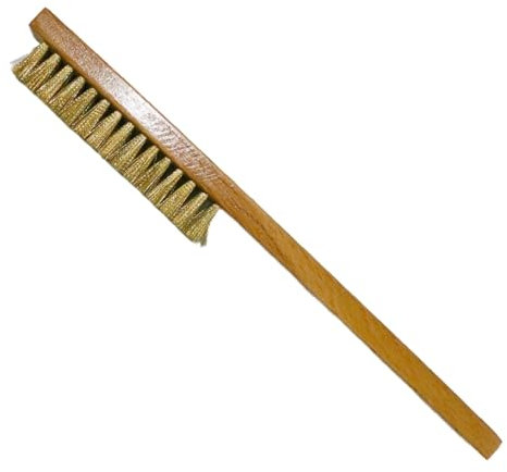 WEDO Cepillo de latón, cepillo de alambre de cerdas de latón suave para eliminación de pintura, limpieza de óxido de metal, soldaduras, tamaño 215 x 29 mm, cepillo de 6 filas y 15 columnas, cepillos