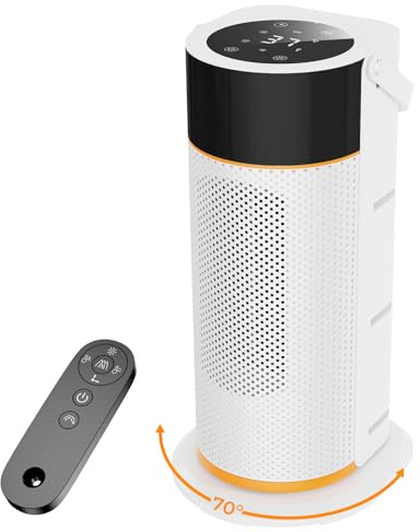Electric Heater – 2000W PTC Ceramic Fan Heater with Remote, Portable Space heater With 4 Modes, 9H Timer, Low Noise Small Room Heaters, ECO Mode, 70°Oscillation, Overheat & Tip-Over Protection, White