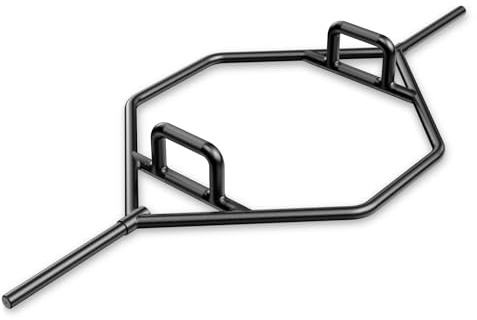 COSTWAY Barra della Trappola Olimpica, Olympic Hex Trap Bar in Acciaio con Maniglie Piegehvole, Barra Sollevamento Pesi, Capacità di Carico 226 kg