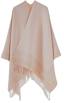 Dam Sjal Wrap, Öppen Poncho, Cape Kofta, Oversized Tröjor för Höst och Vinter,Ljusrosa