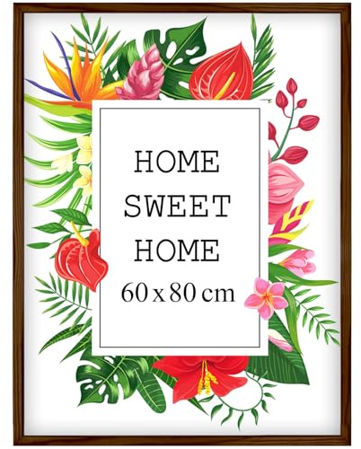 MG Design Braun Bilderrahmen 60 x 80 cm – Aus echtem Holz mit Acrylglas, zum Aufhängen & Aufstellen, für Fotos, Poster & Puzzle