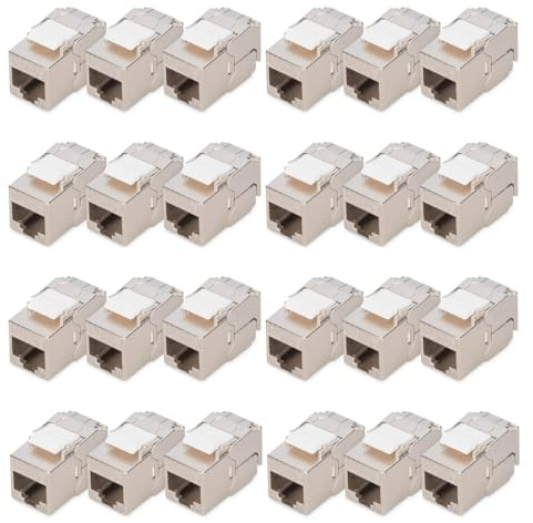 DIGITUS Modulo Keystone Cat-6A schermato – 24 Pezzi – Versione compatta – Presa RJ45 – 500 MHz 10GBase-T – AWG 26-22 – Designabile – con Fascette – Montaggio Senza Attrezzi