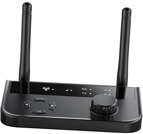 EPIGEIST Adattatore Audio Wireless 53 Trasmettitore Ricevitore Stereo per Tv e Computer Connessione Doppia Segnale Stabile con Doppia Antenna Compatto e Portatile per Casa e Auto