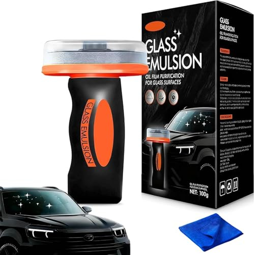 Q4 Protecteur de verre, nettoyeur de vitres de voiture, nettoyant pour pare-brise de voiture, brosse de retrait de film d'huile de voiture, brosse de nettoyage pour enlever les résidus d'huile et les