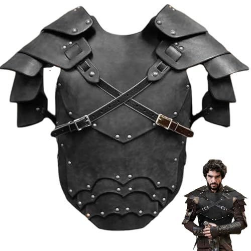 Kostüme Mittelalterliche Ritterrüstung PU-Leder Brustpanzer Verstellbare Wikinger-Brustplatte für Halloween Cosplay
