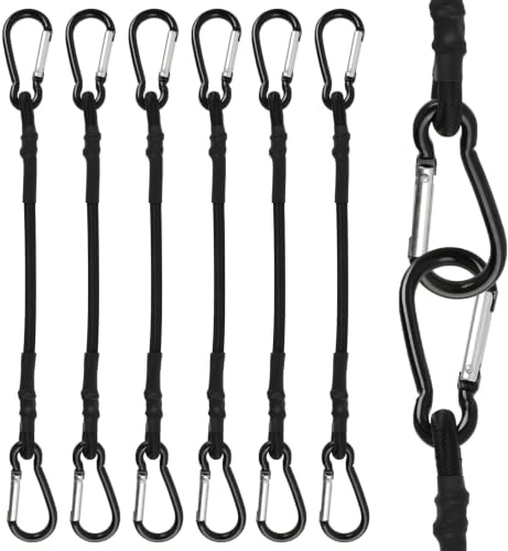 6 Pièces Tendeurs Élastiques avec Mousquetons,Cordons Élastiques en Caoutchouc Renforcé,Endeurs Elastique pour Camping,avec Crochets en Métal,pou Tentes,Voitures,Motos,Bagages et Bâches