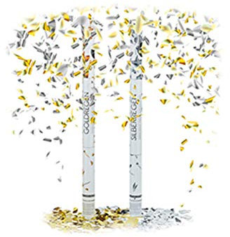 Set da 2 Cannoni Sparacoriandoli 80 cm, XXL, Gittata di 6-8 m, Idea Regalo per Matrimoni, Metallici, Oro e Argento