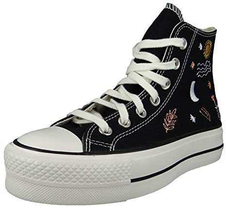 Converse All Star Lift Hi Platform Trainers Black White White Leather - 5.5 UK