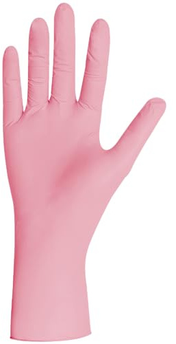 Rosa Nitril - Einweghandschuhe - Packung mit 100 Handschuhen - Erhältliche Größen: S und M - Latexfreier Einweghandschuh - Staubfrei und hypoallergen S