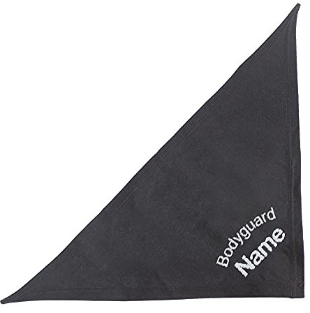 Schecker Besticktes Hundehalstuch/Dreieckstuch/Kopftuch mit Motiv incl. Bestickung - Bodyguard + Name vom Hund - Schwarz 65 cm