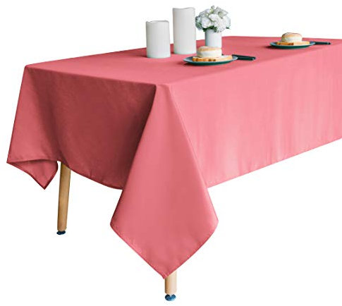 Obstal Rechteckige Tischdecke, 210 g/m², wasserabweisende Mikrofasertischdecke, dekorativer Stoff-Tischbezug für den Außen- und Innenbereich (Korallenrot, 152 x 253 cm)
