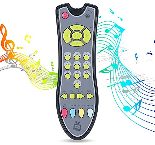Uokoki Juguetes para bebés Música TV Control Remoto Juguetes educativos tempranos Niños Controlador eléctrico Máquina de Aprendizaje Regalo de Juguete (Gris)