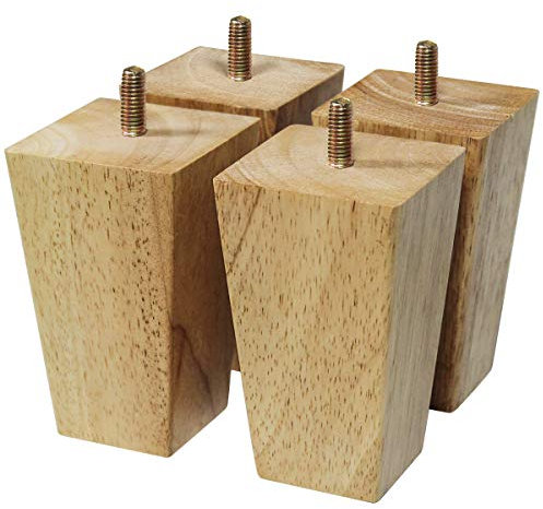 4er Möbelfüße aus Holz Sockelfüß Sofabeine M8 Schraubenbolzen (10cm)