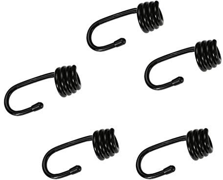 Inzopo - Confezione da 5 ganci a spirale in metallo rivestito in plastica per corde elastiche per 6 mm, 8 mm, 10 mm, 8 mm, colore: nero 8 mm