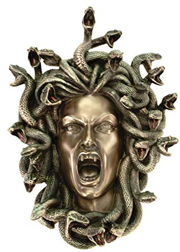 Veronese väggrelief Medusa huvud 18 cm väggdekoration figur brons
