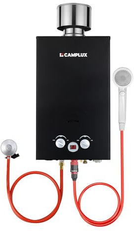 Camplux BW264BC 10L Scaldabagno A Gas con Coperchio Antipioggia Standard GAR Certificato CE, Uso per Campeggio, RV, Lavaggio del Cavallo