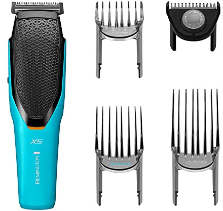 Remington Power-X5 Hair Clippers with Japanese Steel Blades (Cord/Cordless, 75-Minute Usage, Precision Control, 72 Cutting Lengths (0.5-35mm), 3 Comfort Glide Combs (3-35mm), Micro Fade Comb) HC5000