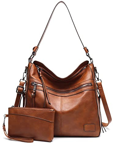 Lifetooler Handtasche Damen Set 2pcs PU Leder Tote Bag Shopper Tasche Damen Schultertasche Vintage Hobo Tasche Umhängetasche für Arbeit Einkauf