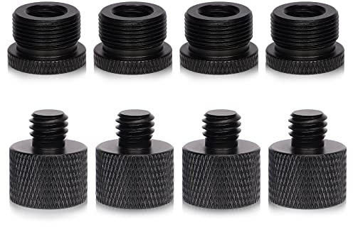 SAVITA 8pcs Ensemble Adaptateur Pas de Vis Micro, Adaptateurs pour Pied de Microphone 5/8 à 3/8, Alliage d'Aluminium Adaptateurs de Filetage Micro 3/8 à 5/8 pour Appareil Photo Trépied (Noir)