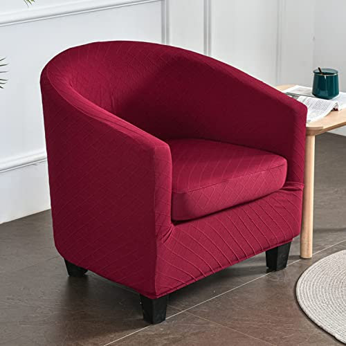 GUYIRT 2 Stück Club Chair Schonbezug Abnehmbar Sesselbezug rutschfest Stuhlbezüge Spandex Waschbar Möbelschutz Muster Stretch Husse -rot
