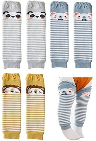 Suxgumoe 3 Pairs Baby Leg Warmers for Newborn, Crawling Knee Pads Socks for Infant Toddler Boy Girl