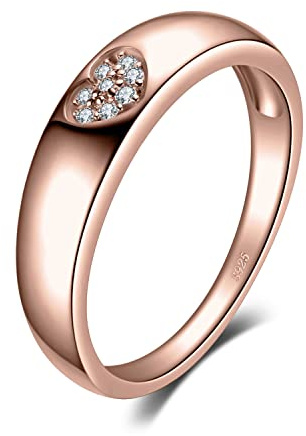 JewelryPalace Herz Liebe Verlobungsring Eheringe Ring Silber 925 Damen, Zirkonia Trauringe Vorsteckring Hochzeitsringe Memoirering Ewigkeitsring Band Set, Damen Schmuck Vergoldet Rosegold