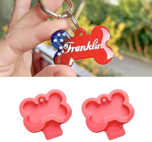 MelbMolds - Moules en silicone pour résine époxy en forme d'os de chien - 2 pièces - Créez des porte-clés, des accessoires pour animaux de compagnie, des pendentifs de chien et des bijoux DIY.