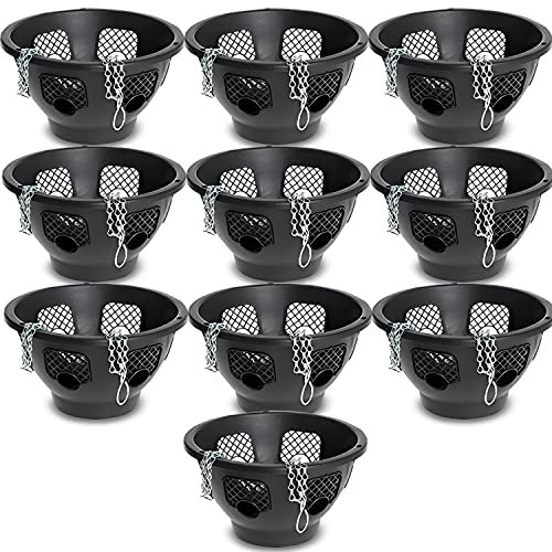 Easy Fill Set of 10 Hanging Basket - Original Easy Fill Hanging Plant Pots - 12 Inches Black Hanging Planters for Balcony, Indoor, or Outdoor - Plastic Hanging Basket for Herb, Flowers, or Plants